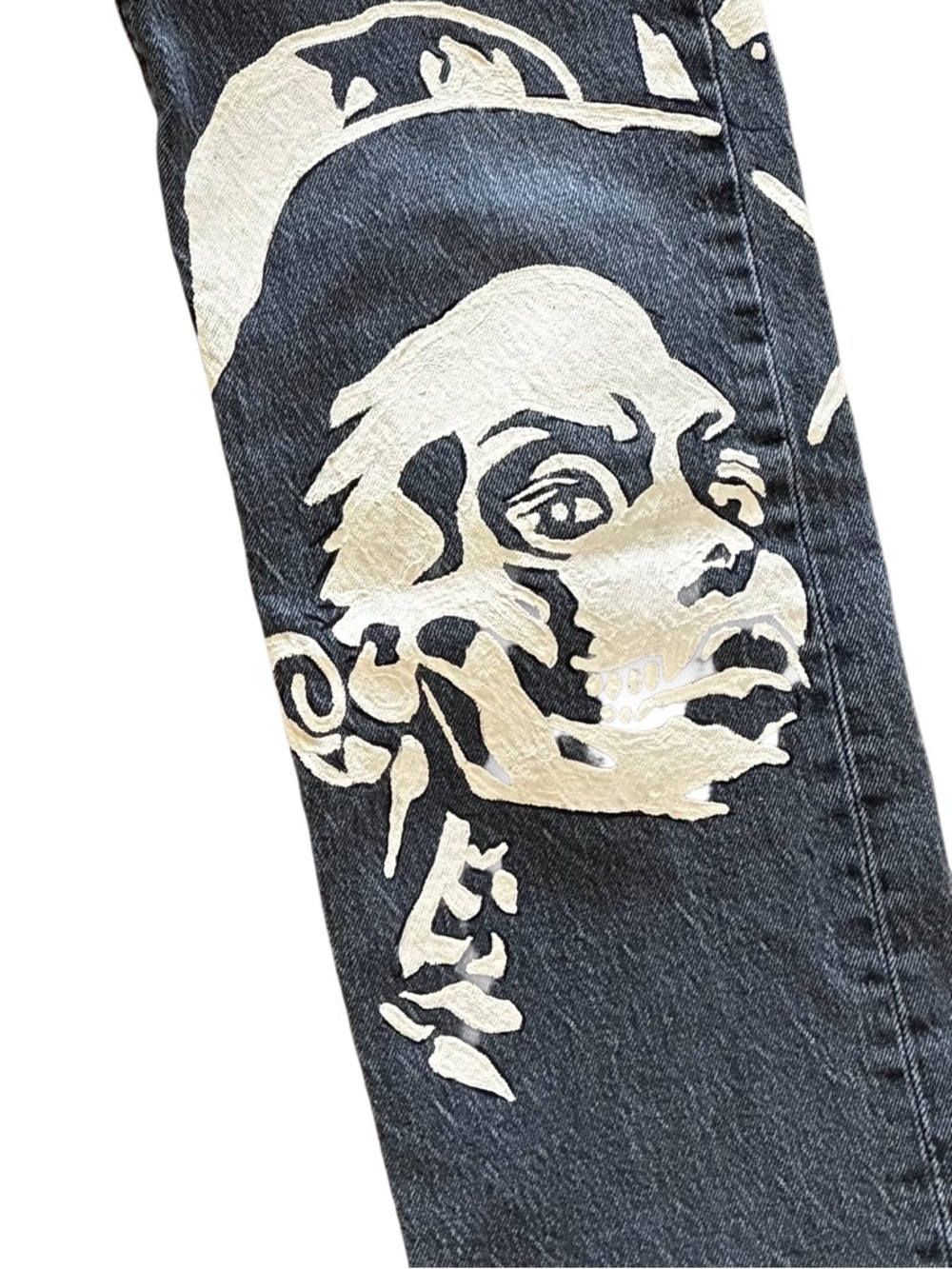 Custom Art Denim Levi’s Ribcage Black Straight Leg Jeans One of a Kind W24 - Picture 10 of 10